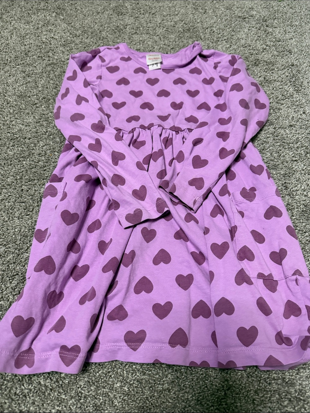 Hanna Andersson Purple Heart-Print Long Sleeve Dress